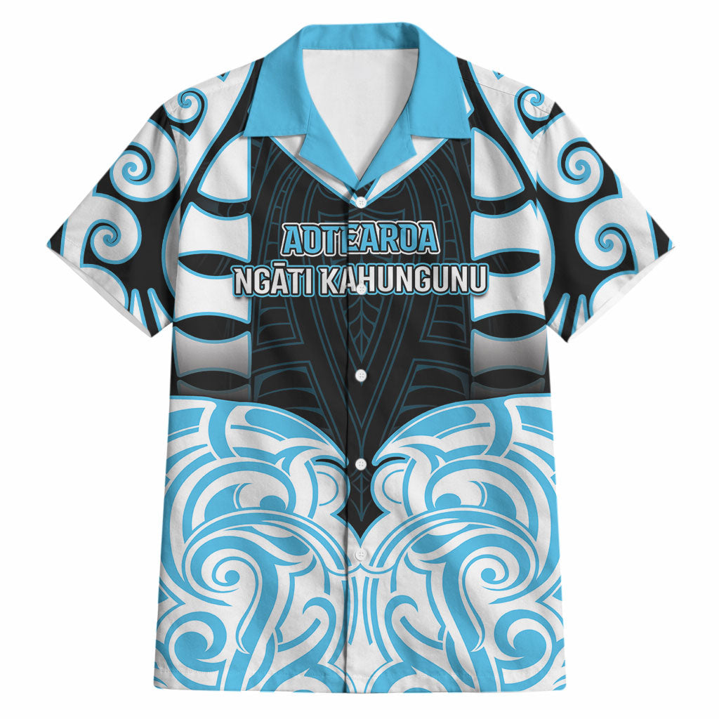 Custom Aotearoa Ngati Kahungunu Hawaiian Shirt New Zealand Traditional Maori Pattern DT05 Blue - Polynesian Pride