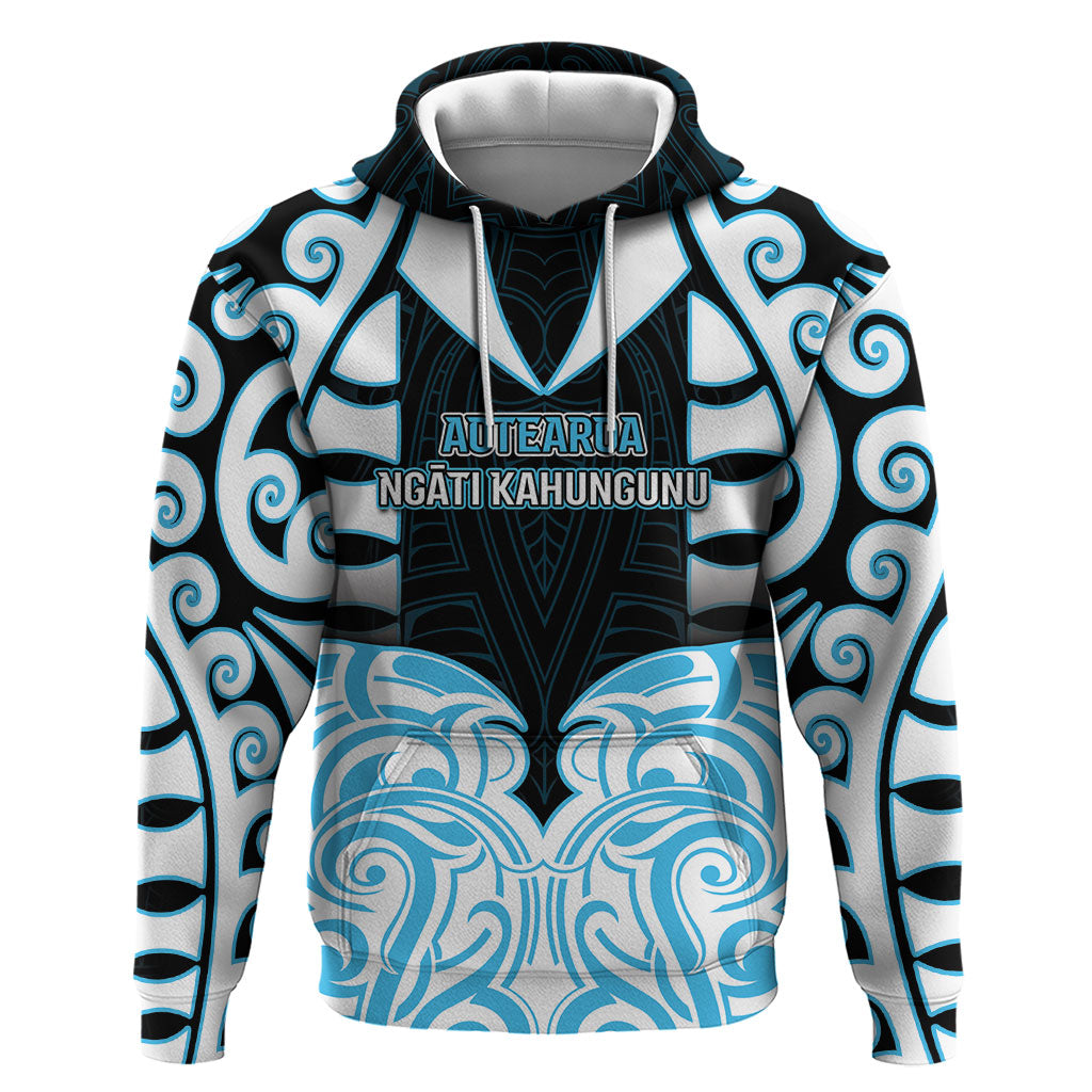 Custom Aotearoa Ngati Kahungunu Hoodie New Zealand Traditional Maori Pattern DT05 Pullover Hoodie Blue - Polynesian Pride