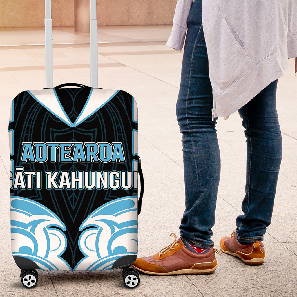 Aotearoa Ngati Kahungunu Luggage Cover New Zealand Traditional Maori Pattern DT05 Blue - Polynesian Pride