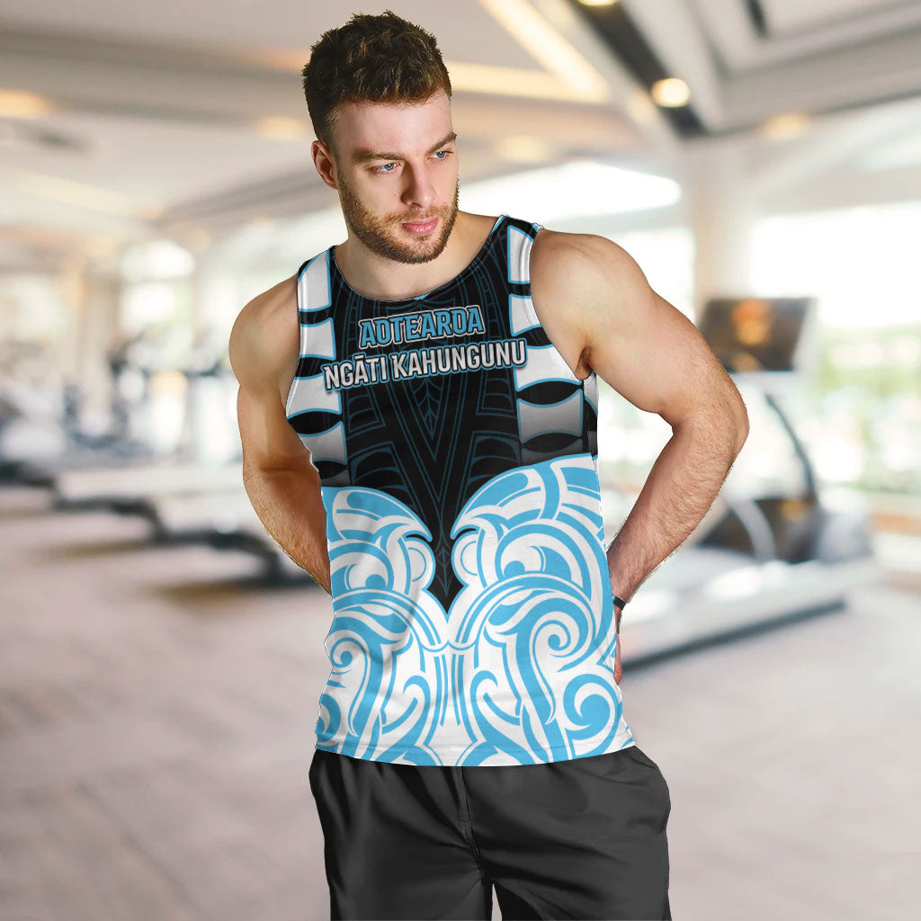Custom Aotearoa Ngati Kahungunu Men Tank Top New Zealand Traditional Maori Pattern DT05 Blue - Polynesian Pride
