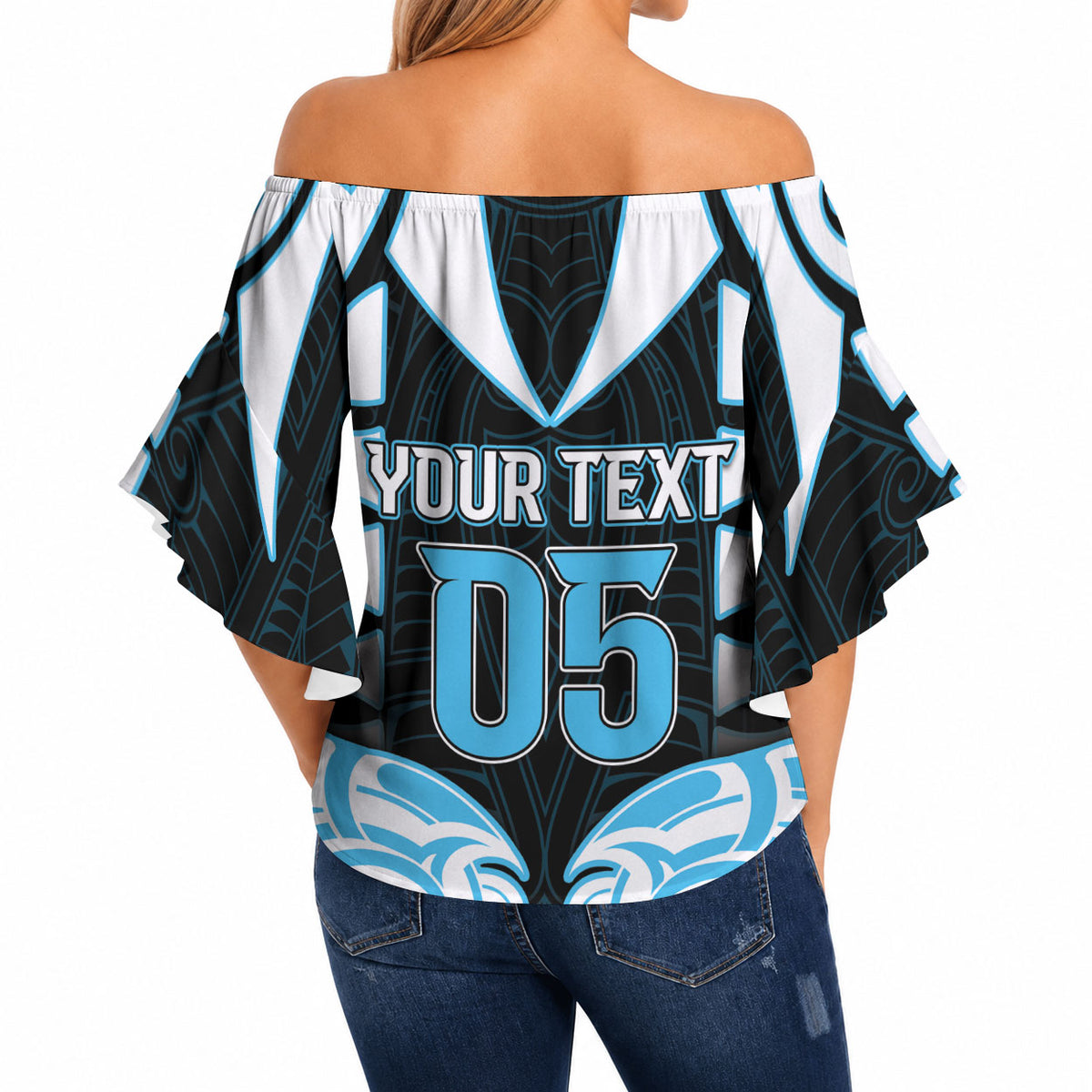Custom Aotearoa Ngati Kahungunu Off Shoulder Wrap Waist Top New Zealand Traditional Maori Pattern DT05 - Polynesian Pride