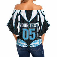 Custom Aotearoa Ngati Kahungunu Off Shoulder Wrap Waist Top New Zealand Traditional Maori Pattern DT05 - Polynesian Pride