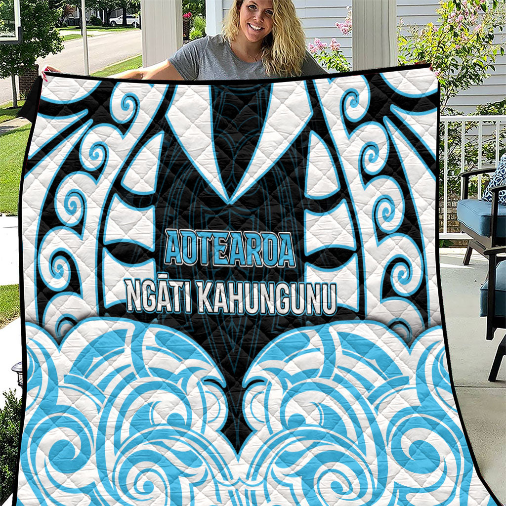 Aotearoa Ngati Kahungunu Quilt New Zealand Traditional Maori Pattern DT05 Blue - Polynesian Pride