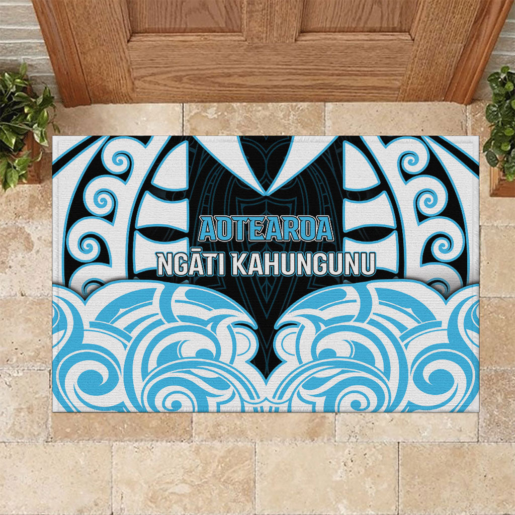 Aotearoa Ngati Kahungunu Rubber Doormat New Zealand Traditional Maori Pattern DT05 Blue - Polynesian Pride