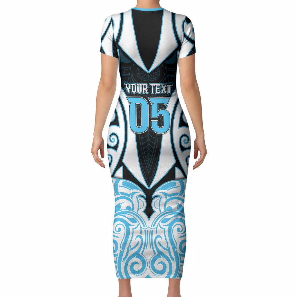 Custom Aotearoa Ngati Kahungunu Short Sleeve Bodycon Dress New Zealand Traditional Maori Pattern