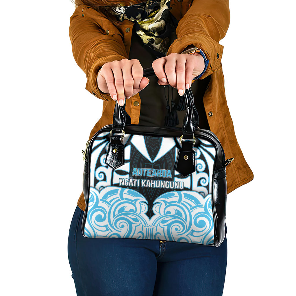 Aotearoa Ngati Kahungunu Shoulder Handbag New Zealand Traditional Maori Pattern DT05 One Size Blue - Polynesian Pride