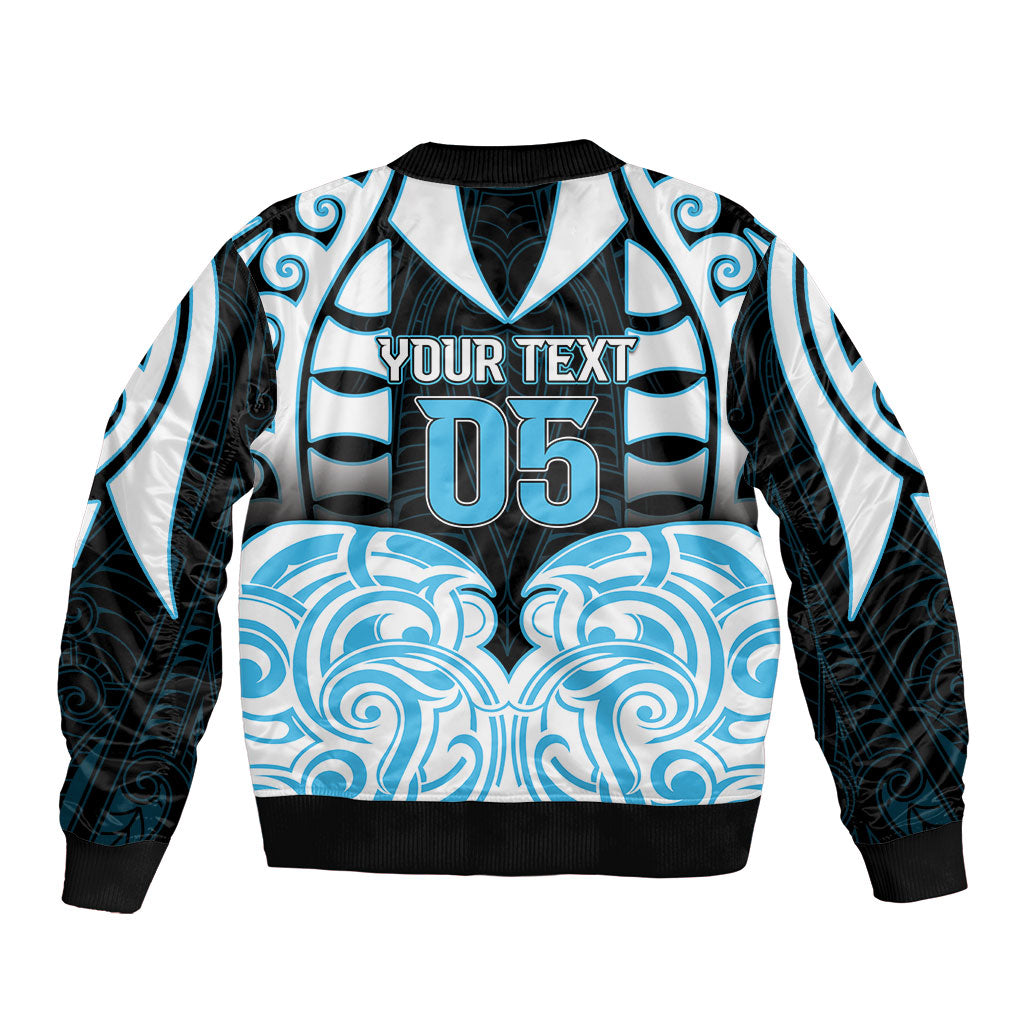 Custom Aotearoa Ngati Kahungunu Sleeve Zip Bomber Jacket New Zealand Traditional Maori Pattern