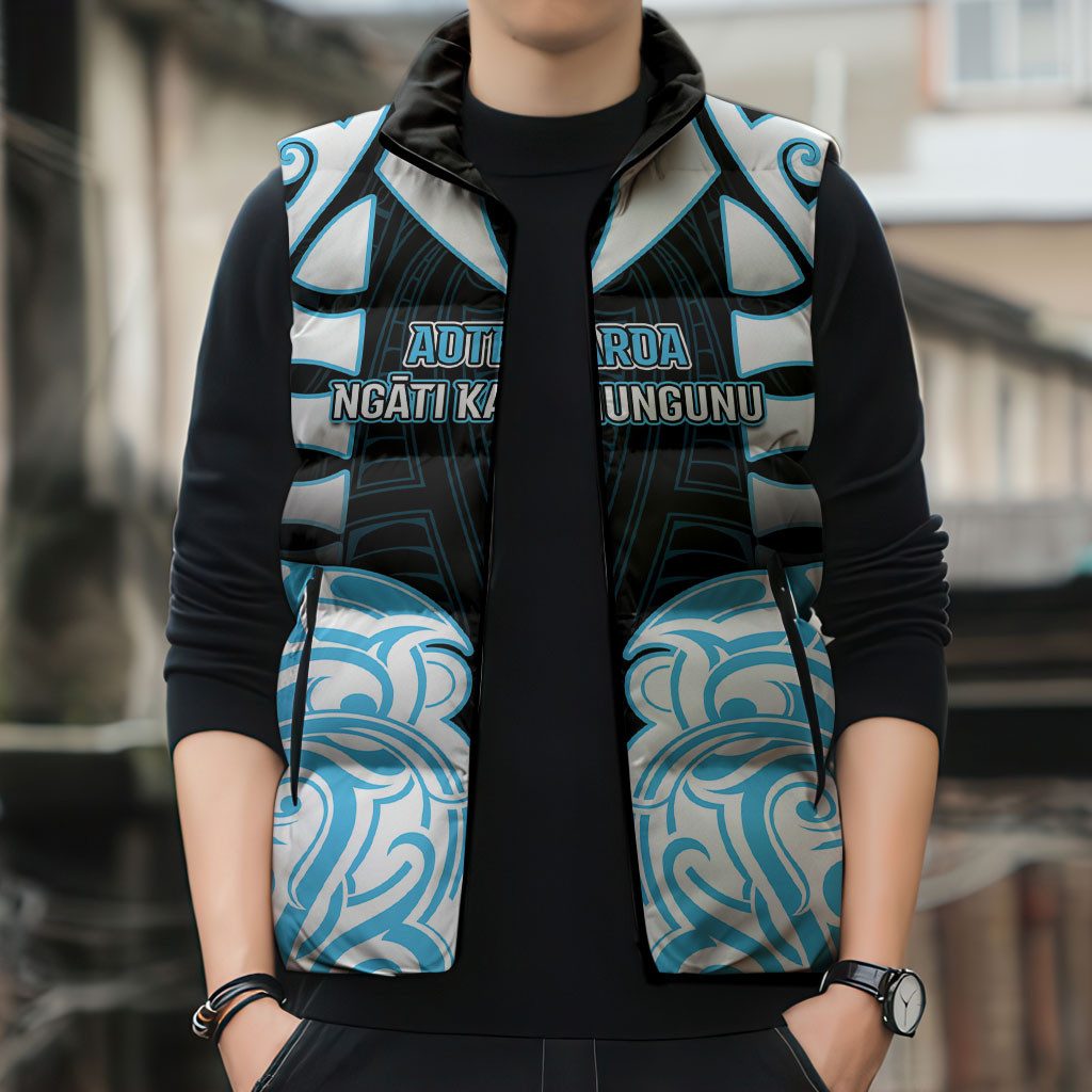 Custom Aotearoa Ngati Kahungunu Sleeveless Puffer Jacket New Zealand Traditional Maori Pattern