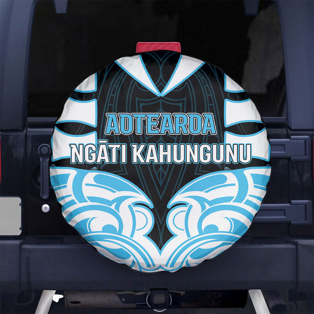 Aotearoa Ngati Kahungunu Spare Tire Cover New Zealand Traditional Maori Pattern DT05 No hole Blue - Polynesian Pride