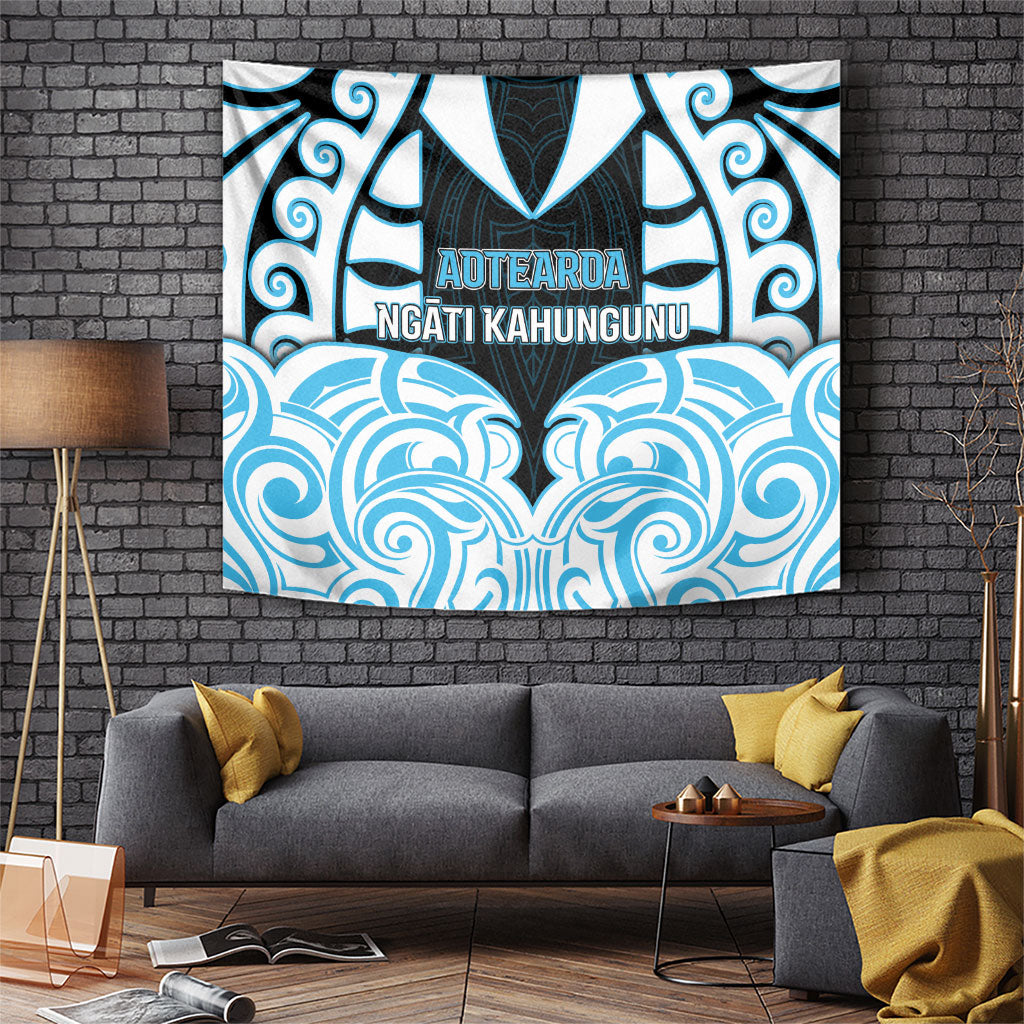Aotearoa Ngati Kahungunu Tapestry New Zealand Traditional Maori Pattern DT05 Blue - Polynesian Pride