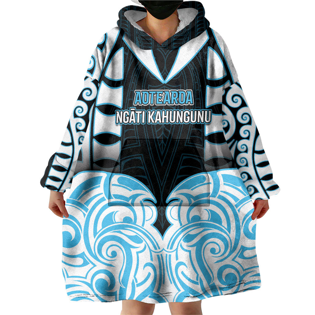 Custom Aotearoa Ngati Kahungunu Wearable Blanket Hoodie New Zealand Traditional Maori Pattern
