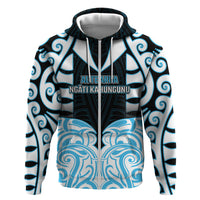 Custom Aotearoa Ngati Kahungunu Zip Hoodie New Zealand Traditional Maori Pattern