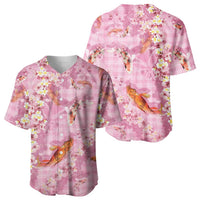 Pink Palaka Hawaiian And Japanese Baseball Jersey Sakura Lei With Koi Fish - Polynesian Pride