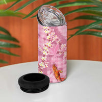 Pink Palaka Hawaiian And Japanese 4 in 1 Can Cooler Tumbler Sakura Lei With Koi Fish DT05 - Polynesian Pride