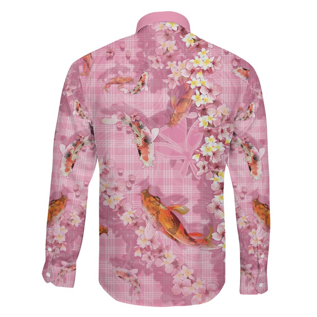Pink Palaka Hawaiian And Japanese Family Matching Mermaid Dress and Hawaiian Shirt Sakura Lei With Koi Fish DT05 - Polynesian Pride