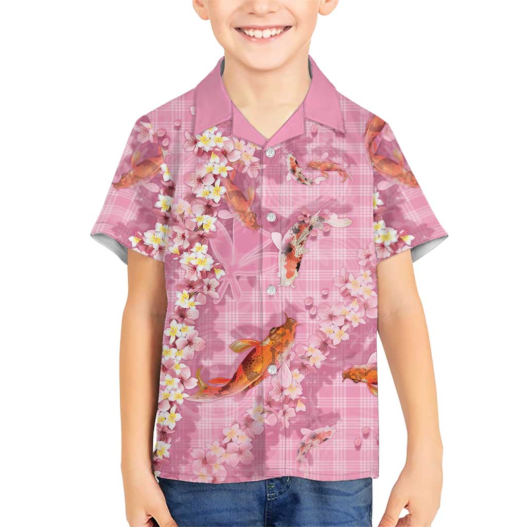 Pink Palaka Hawaiian And Japanese Hawaiian Shirt Sakura Lei With Koi Fish - Polynesian Pride