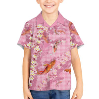 Pink Palaka Hawaiian And Japanese Hawaiian Shirt Sakura Lei With Koi Fish - Polynesian Pride