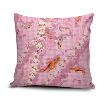 Pink Palaka Hawaiian And Japanese Pillow Cover Sakura Lei With Koi Fish DT05 Pink - Polynesian Pride