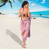 Pink Palaka Hawaiian And Japanese Sarong Sakura Lei With Koi Fish DT05 - Polynesian Pride
