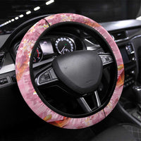 Pink Palaka Hawaiian And Japanese Steering Wheel Cover Sakura Lei With Koi Fish DT05 Universal Fit Pink - Polynesian Pride