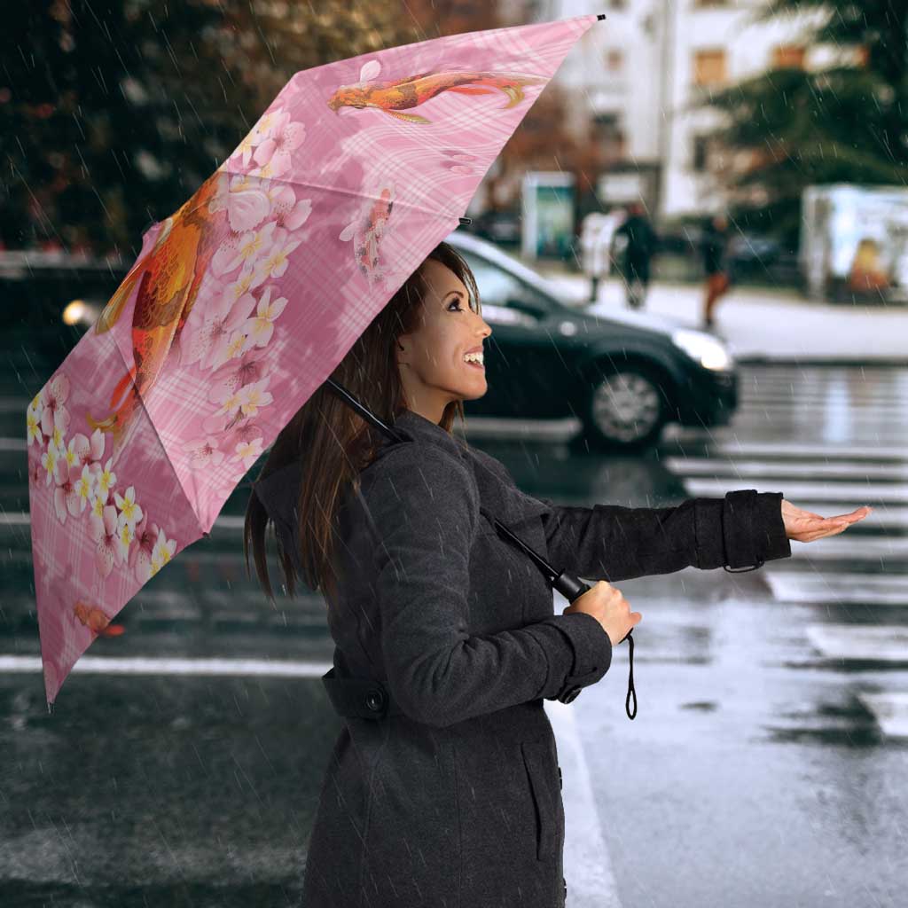 Pink Palaka Hawaiian And Japanese Umbrella Sakura Lei With Koi Fish - Polynesian Pride