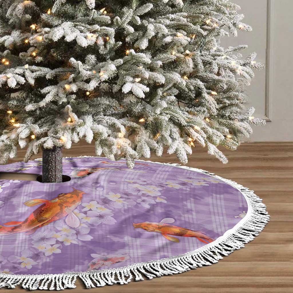 Purple Palaka Hawaiian And Japanese Tree Skirt Sakura Lei With Koi Fish - Polynesian Pride