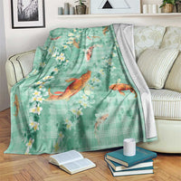 Green Palaka Hawaiian And Japanese Blanket Sakura Lei With Koi Fish DT05 Green - Polynesian Pride