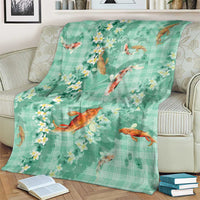 Green Palaka Hawaiian And Japanese Blanket Sakura Lei With Koi Fish DT05 - Polynesian Pride