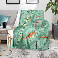 Green Palaka Hawaiian And Japanese Blanket Sakura Lei With Koi Fish DT05 - Polynesian Pride