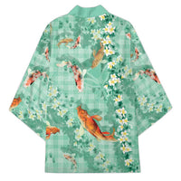 Green Palaka Hawaiian And Japanese Kimono Sakura Lei With Koi Fish DT05 - Polynesian Pride
