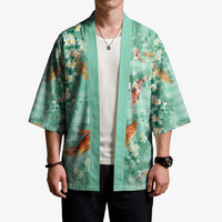 Green Palaka Hawaiian And Japanese Kimono Sakura Lei With Koi Fish DT05 - Polynesian Pride