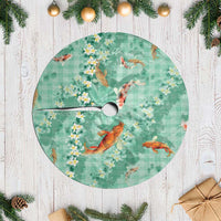 Green Palaka Hawaiian And Japanese Tree Skirt Sakura Lei With Koi Fish DT05 Casual Green - Polynesian Pride