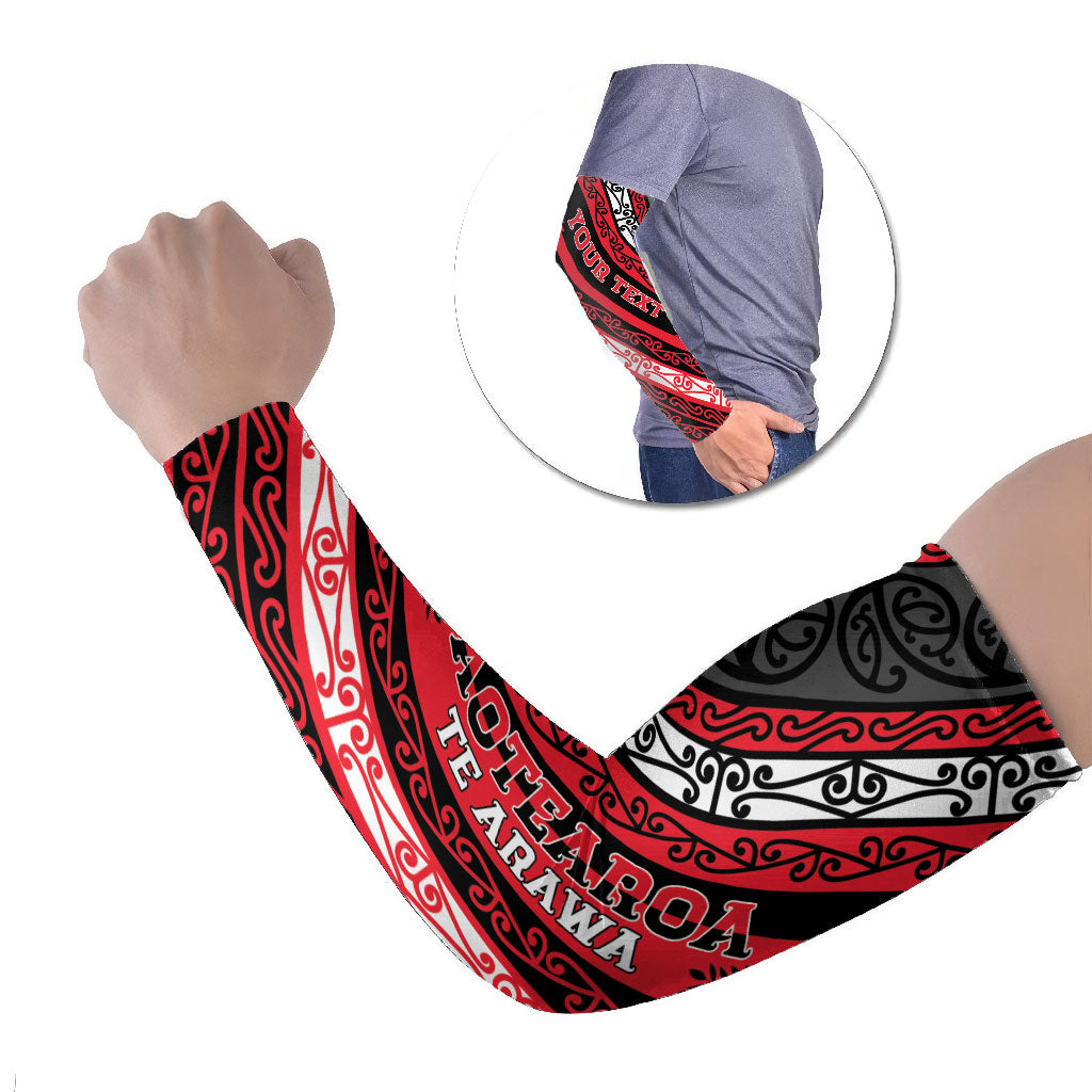 Personalised Aotearoa Te Arawa Arm Sleeves New Zealand Maori Tribal Fern Pattern DT05 Set of 2 Red - Polynesian Pride