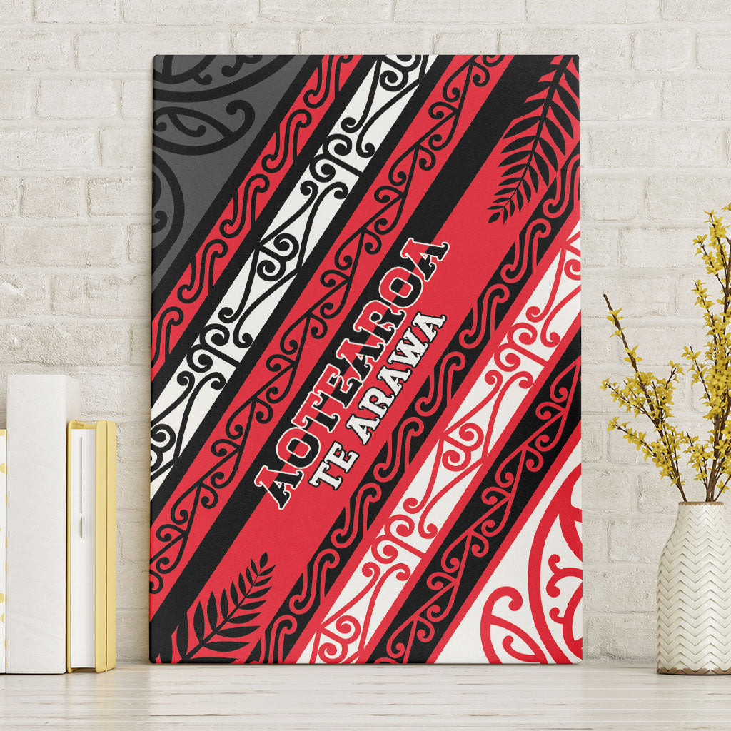 Aotearoa Te Arawa Canvas Wall Art New Zealand Maori Tribal Fern Pattern DT05 Without Frame Red - Polynesian Pride