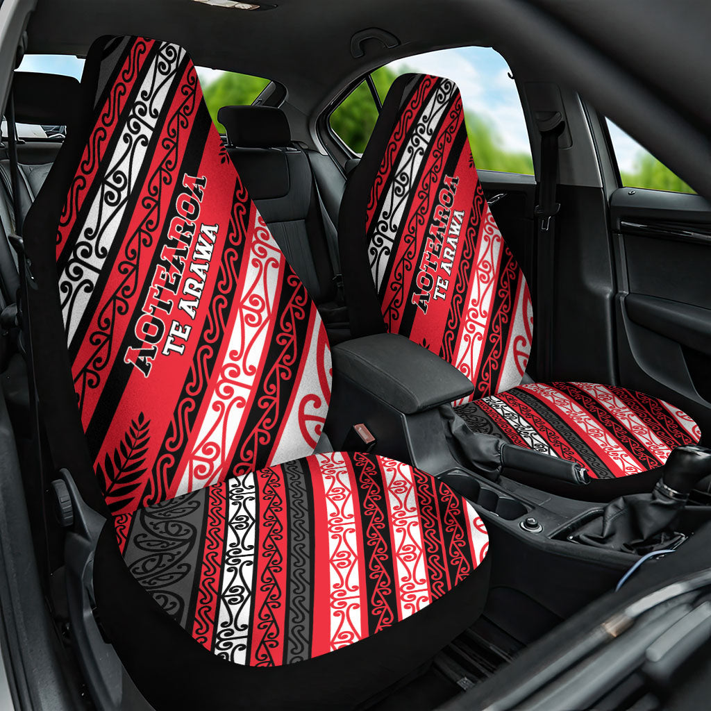 Aotearoa Te Arawa Car Seat Cover New Zealand Maori Tribal Fern Pattern DT05 One Size Red - Polynesian Pride