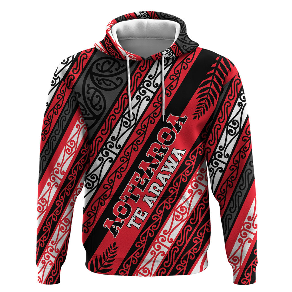 Personalised Aotearoa Te Arawa Hoodie New Zealand Maori Tribal Fern Pattern DT05 Pullover Hoodie Red - Polynesian Pride