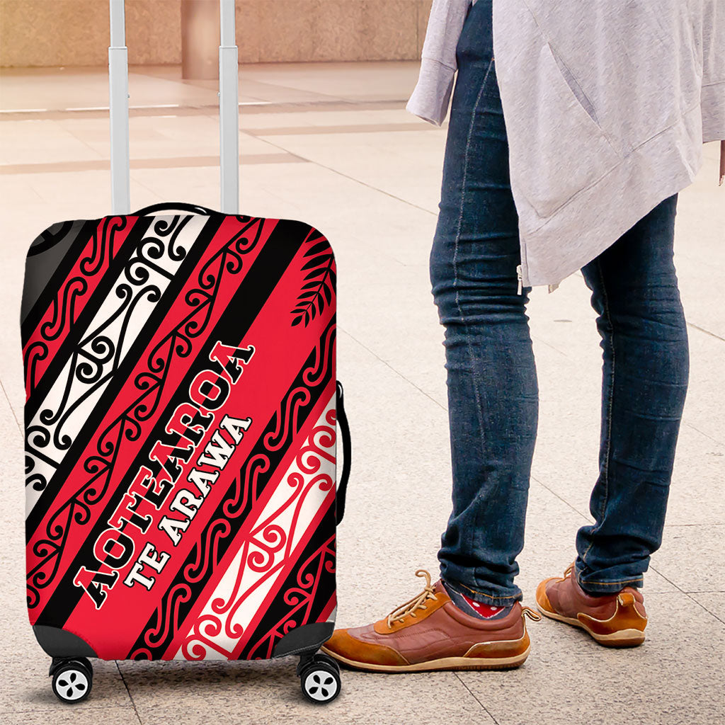 Aotearoa Te Arawa Luggage Cover New Zealand Maori Tribal Fern Pattern DT05 Red - Polynesian Pride