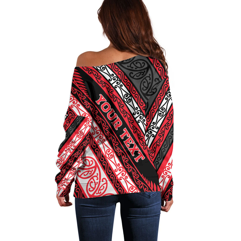 Personalised Aotearoa Te Arawa Off Shoulder Sweater New Zealand Maori Tribal Fern Pattern