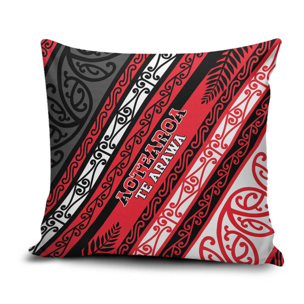 Aotearoa Te Arawa Pillow Cover New Zealand Maori Tribal Fern Pattern DT05 Red - Polynesian Pride