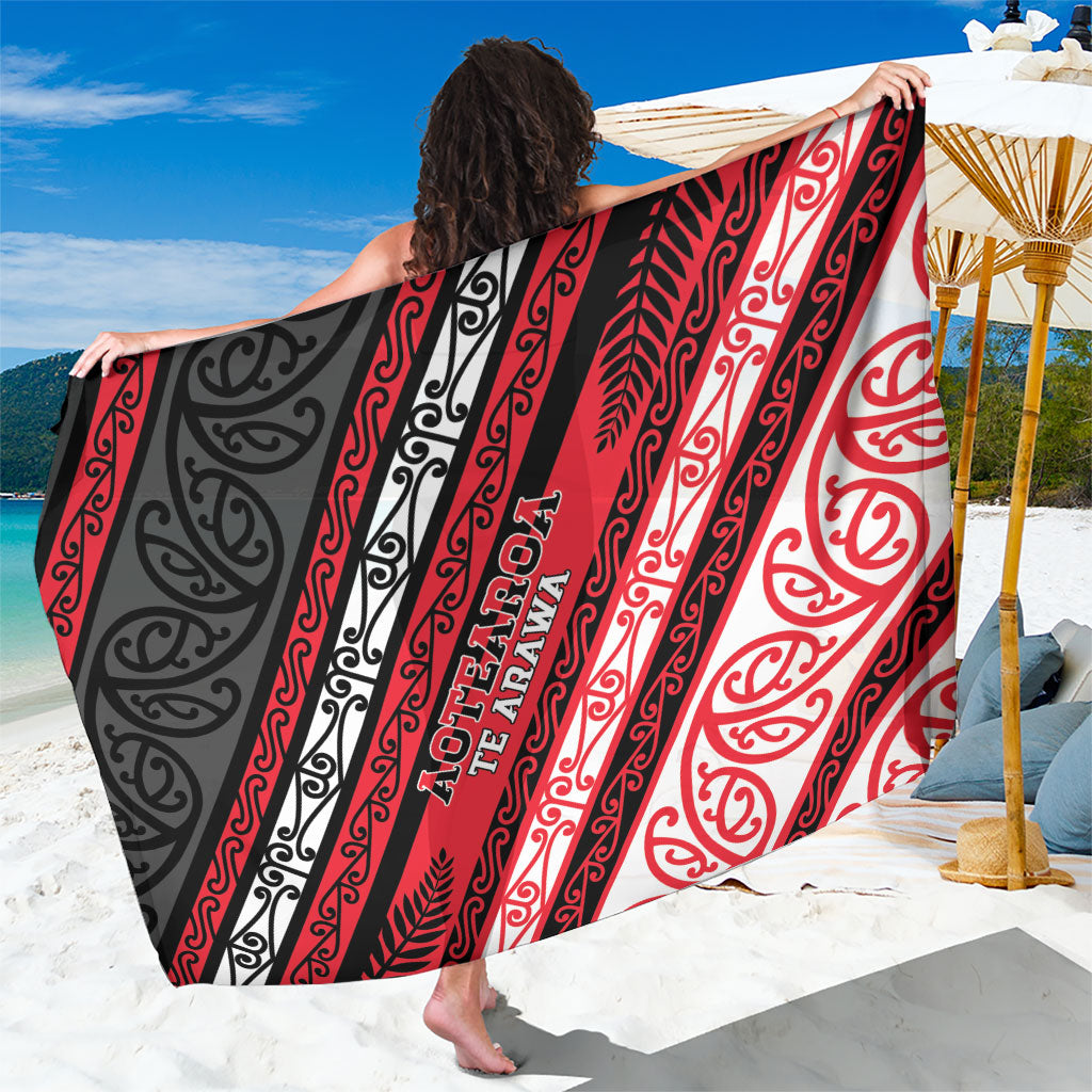 Aotearoa Te Arawa Sarong New Zealand Maori Tribal Fern Pattern DT05 One Size 44 x 66 inches Red - Polynesian Pride