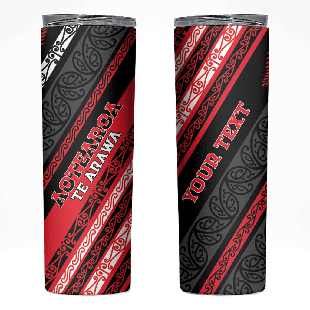 Personalised Aotearoa Te Arawa Skinny Tumbler New Zealand Maori Tribal Fern Pattern DT05 Red - Polynesian Pride