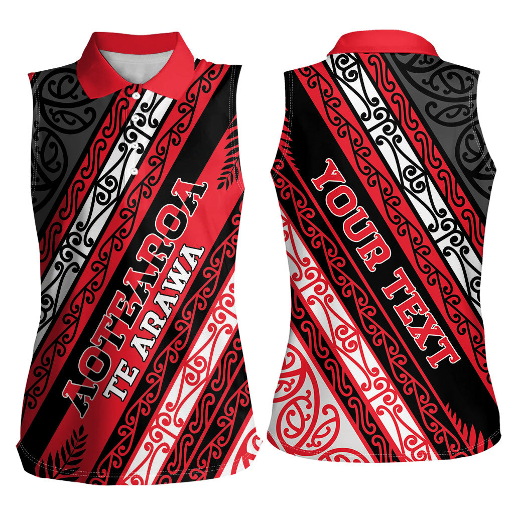 Personalised Aotearoa Te Arawa Women Sleeveless Polo Shirt New Zealand Maori Tribal Fern Pattern