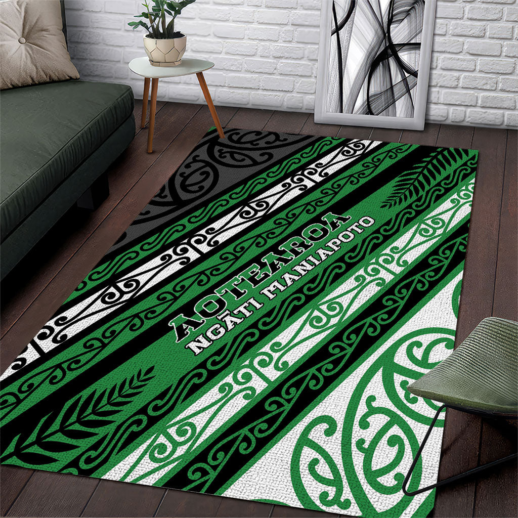 Aotearoa Ngati Maniapoto Area Rug New Zealand Maori Tribal Fern Pattern DT05 Green - Polynesian Pride
