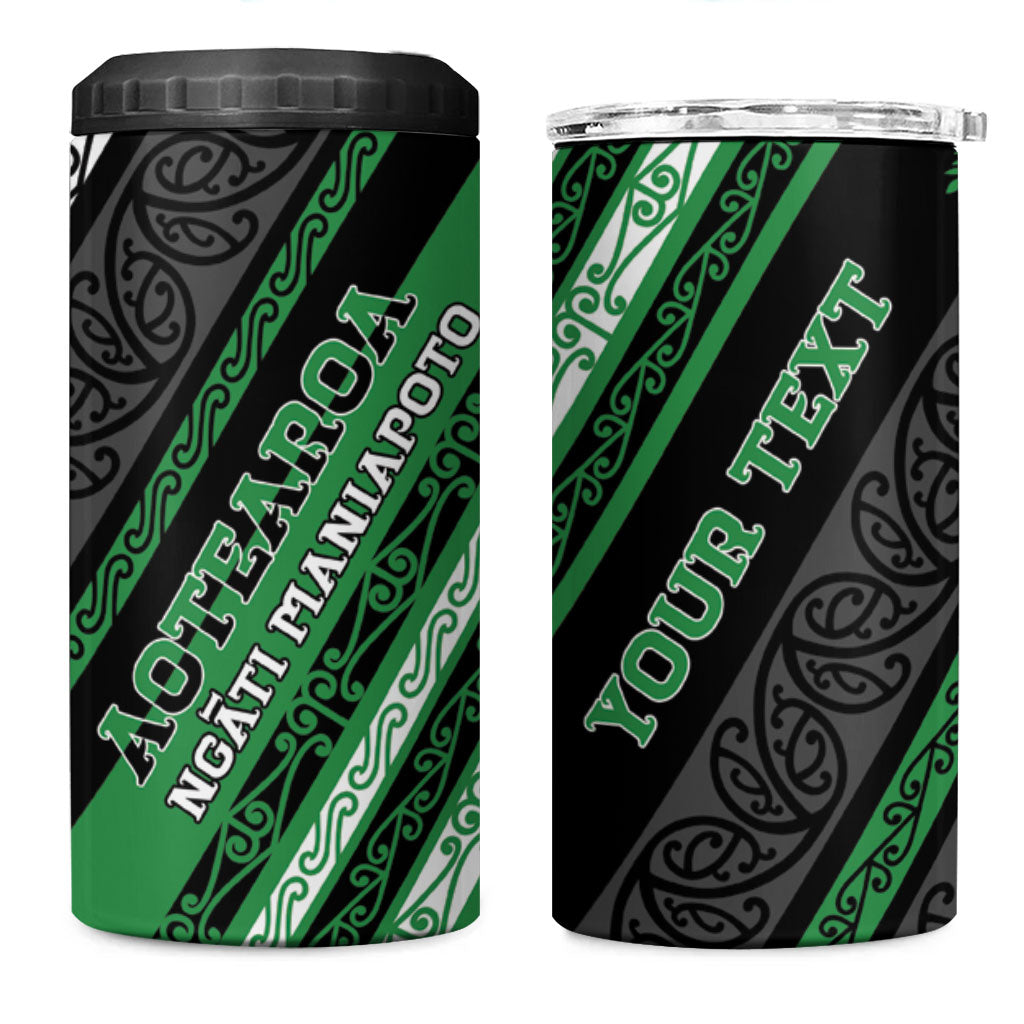 Personalised Aotearoa Ngati Maniapoto 4 in 1 Can Cooler Tumbler New Zealand Maori Tribal Fern Pattern DT05 One Size: 16 oz Green - Polynesian Pride