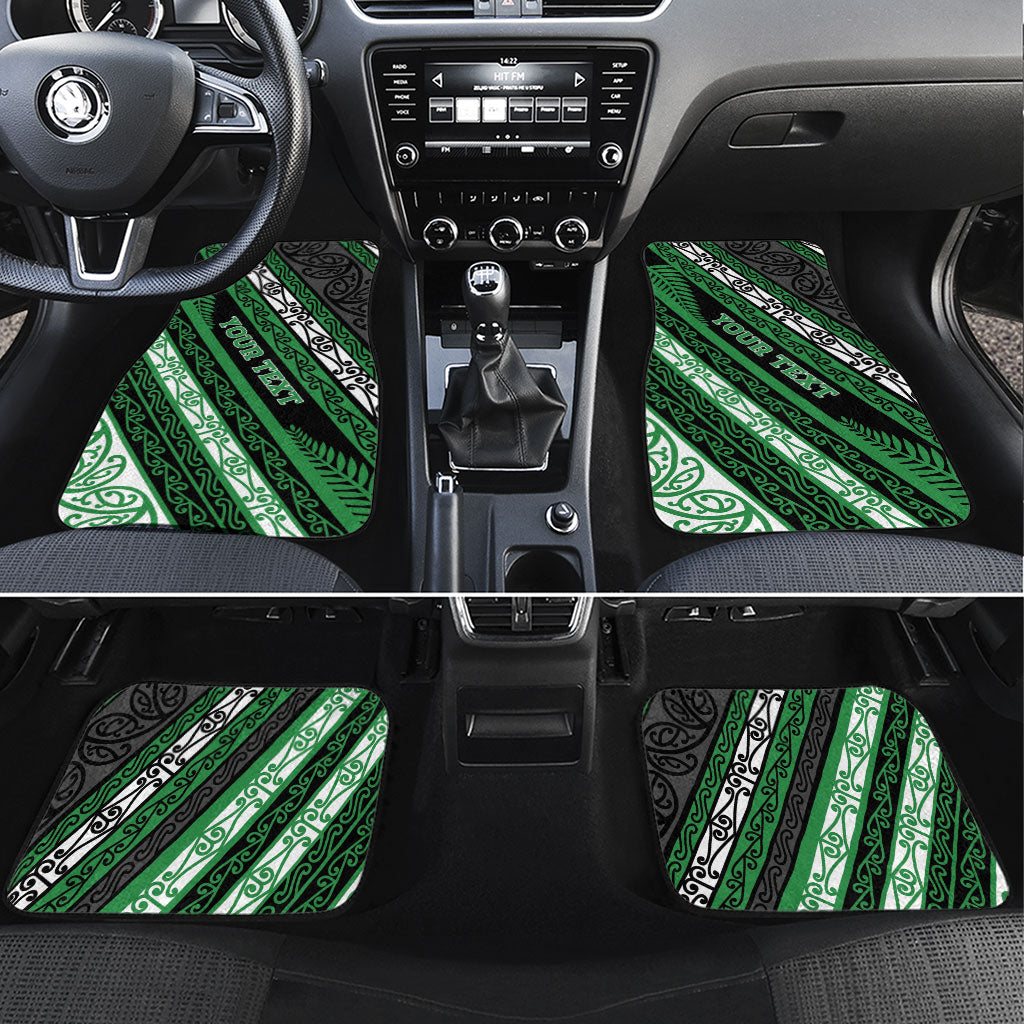 Personalised Aotearoa Ngati Maniapoto Car Mats New Zealand Maori Tribal Fern Pattern DT05 Set 4pcs Green - Polynesian Pride