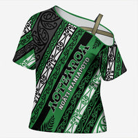Personalised Aotearoa Ngati Maniapoto Cross Shoulder Shirt New Zealand Maori Tribal Fern Pattern