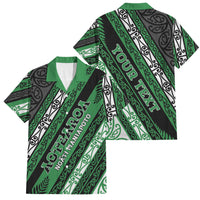 Personalised Aotearoa Ngati Maniapoto Family Matching Off Shoulder Short Dress and Hawaiian Shirt New Zealand Maori Tribal Fern Pattern