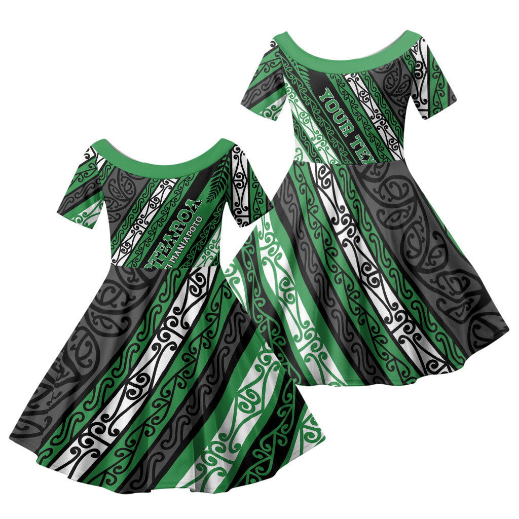 Personalised Aotearoa Ngati Maniapoto Family Matching Summer Maxi Dress and Hawaiian Shirt New Zealand Maori Tribal Fern Pattern