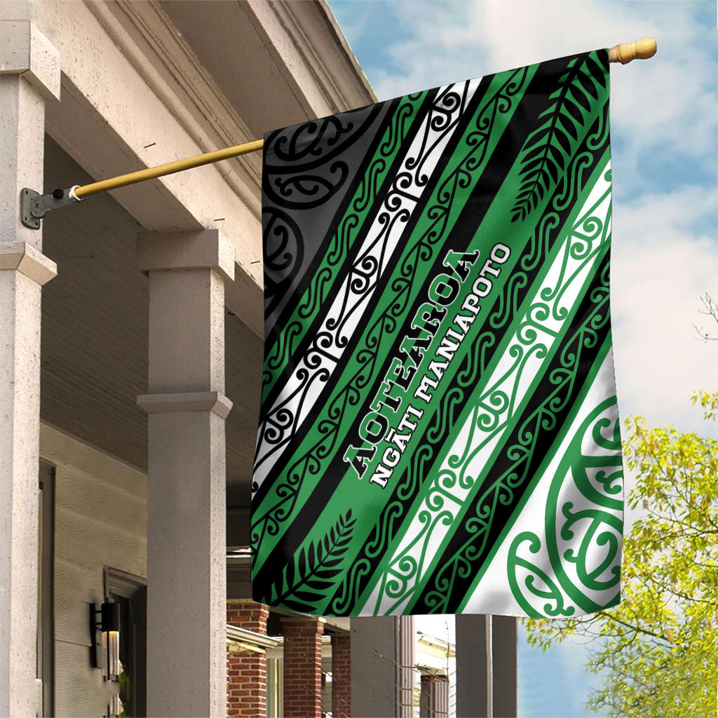 Aotearoa Ngati Maniapoto Garden Flag New Zealand Maori Tribal Fern Pattern DT05 House Flag Green - Polynesian Pride