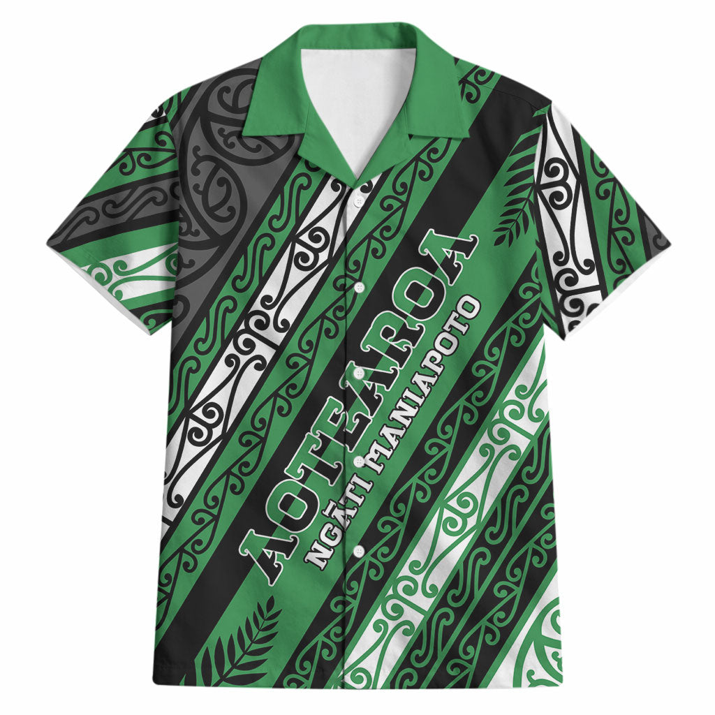 Personalised Aotearoa Ngati Maniapoto Hawaiian Shirt New Zealand Maori Tribal Fern Pattern DT05 Green - Polynesian Pride